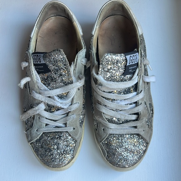 Golden Goose Animal Print Silver Gold Glitter Superstar Sneakers Sz. 38/8 - Picture 4 of 10
